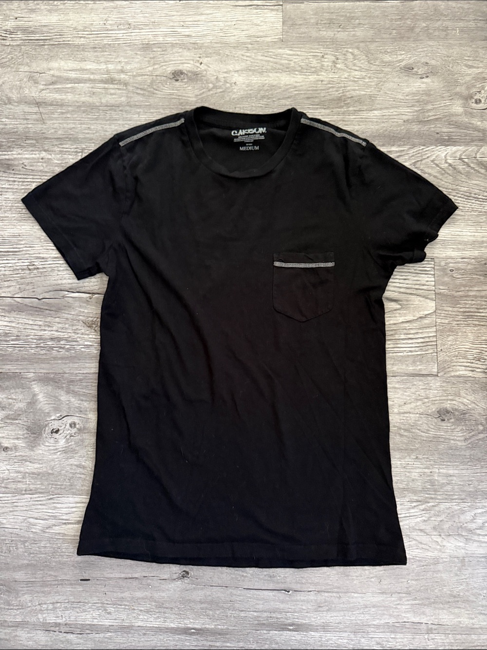 Carbon Black Short-Sleeve Pocket Tee with Contrast Trim